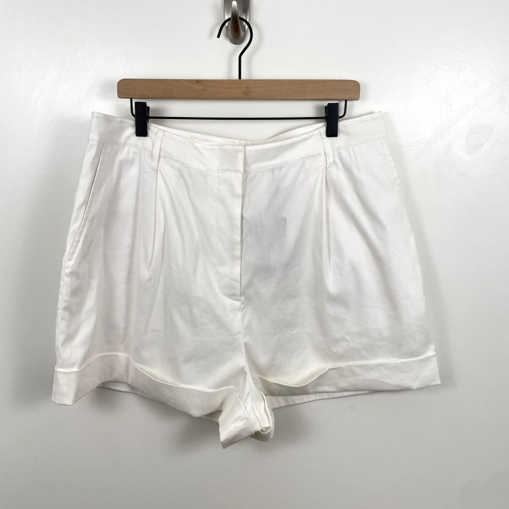 rag & bone Womens Shorts White Size 16 Linen Blend Pleated